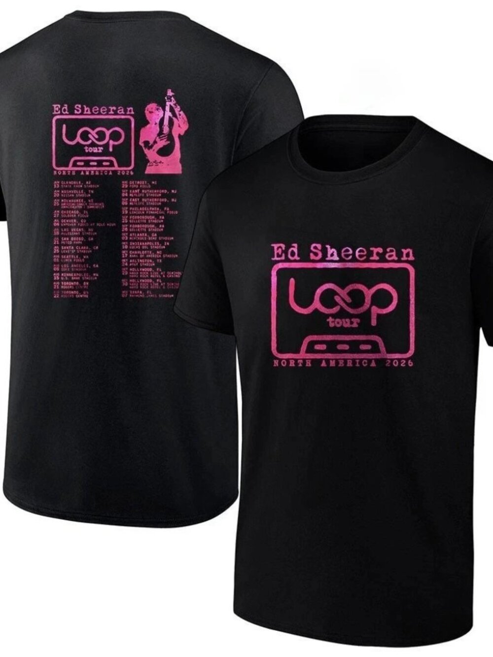 Vintage Ed Sheeran 'Loop Tour 2026 Graphic Black t-shirt - Picture 1 of 3